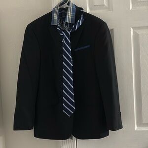 matching set , Billy London  black blazer , gap shirt and classic club tie